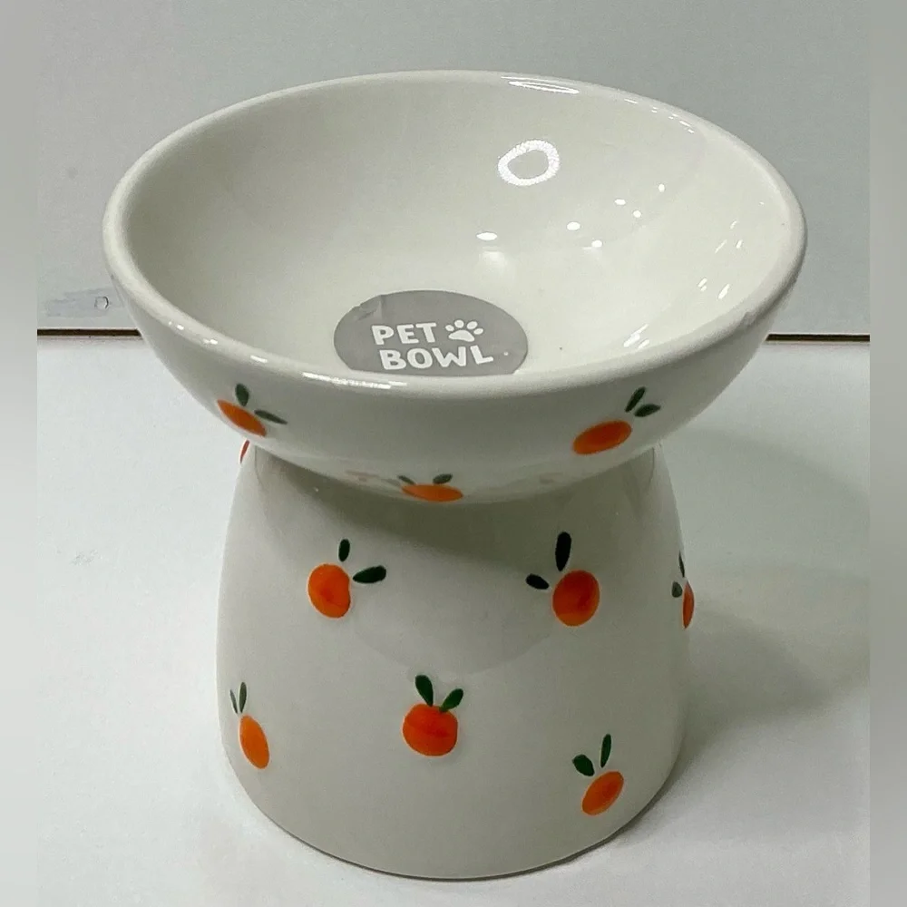 Ceramic Oranges Pet Bowl Eccolo Pets Small Dog Cat Bowl NEW